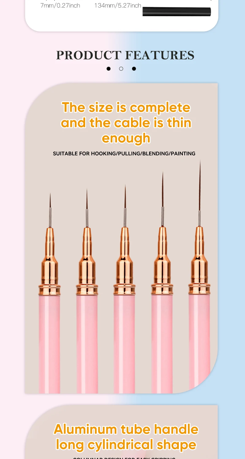 5 stücke Nail art Liner Pinsel Set UV Gel Nagel Pinsel Kits Französisch Streifen Linie Malerei Zeichnung Blume Stift Professionelle maniküre Werkzeug – Detail 4
