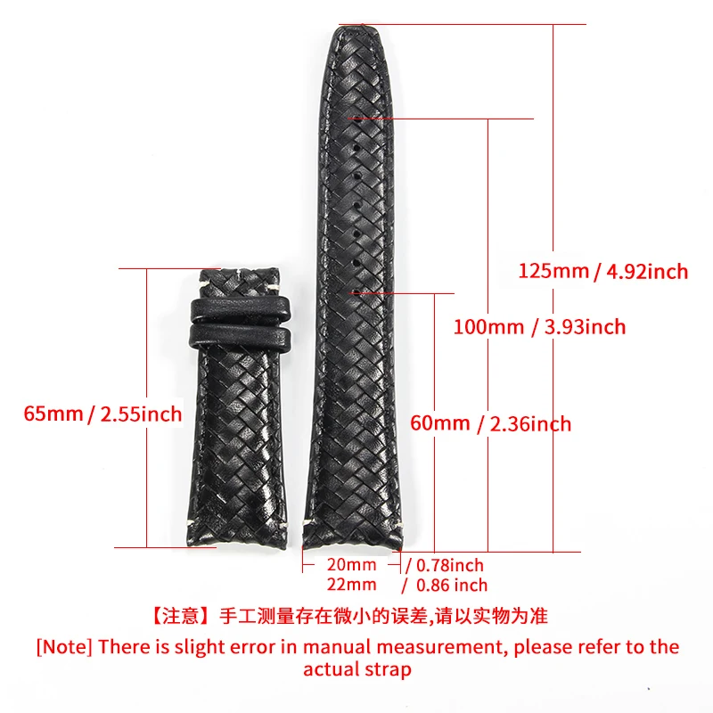 Leisure Gentleman's Woven Genuine Cowhide Watchband for IWC Portuguese Solid Steel Buckle Waterproof Breathable Strap 20 22mm