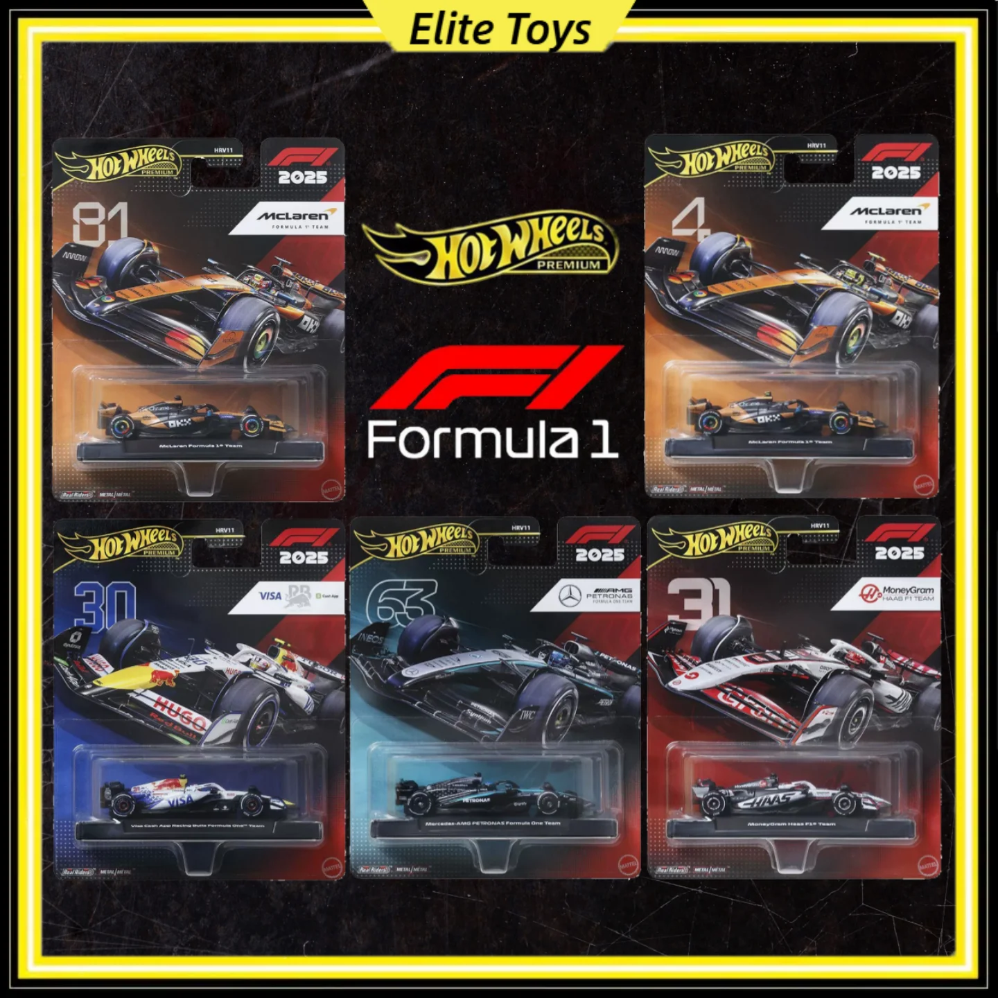 جديد حار عجلات قسط 2025 F1 سباق السيارات نموذج سبيكة 1:64 دييكاست نموذج ريد بول ماكلارين مرسيدس فريق تحصيل لعبة السيارة #1