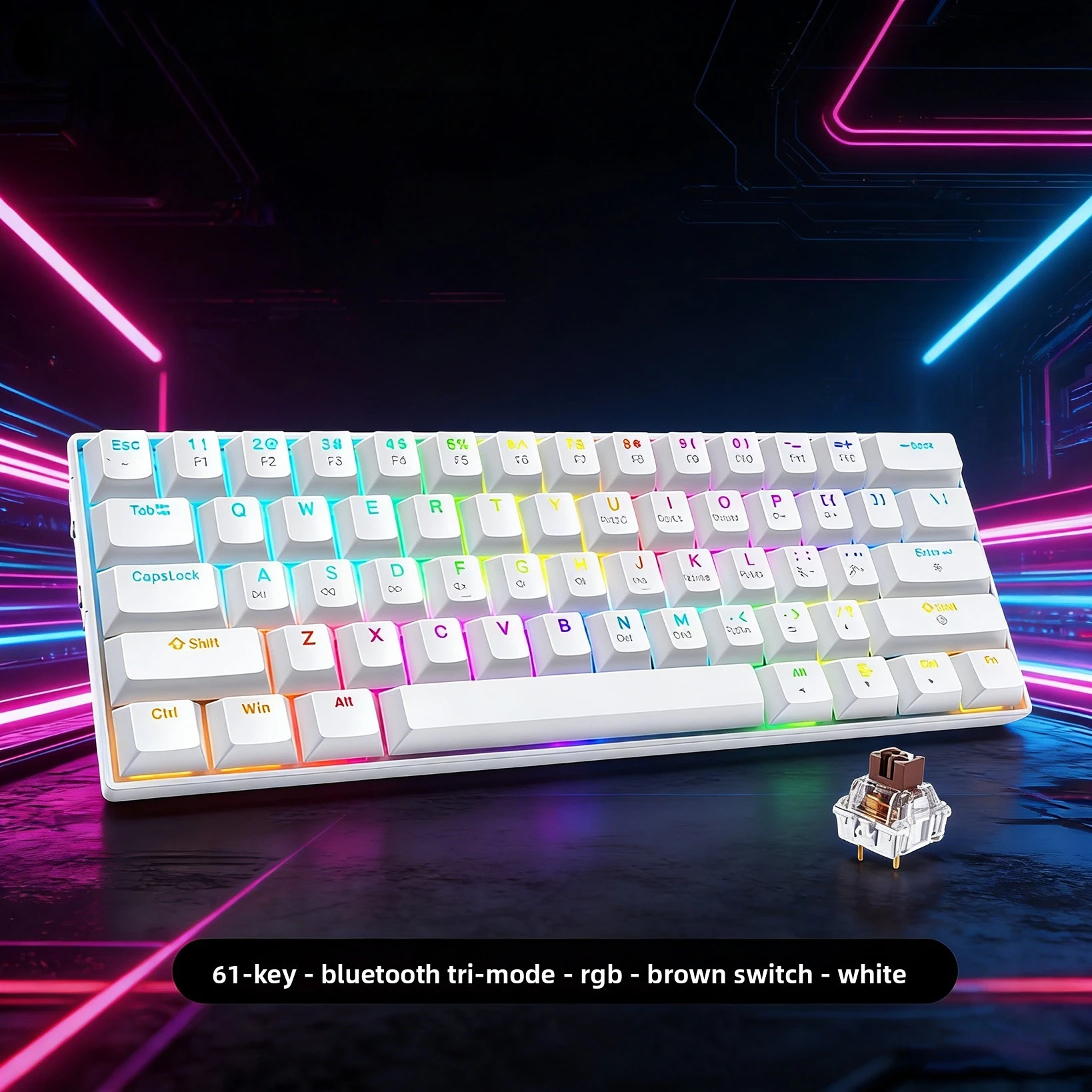 Bluetooth Mechanical Wireless Keyboard White Gamer Mechanical 60 Percent PC Key Board Claviers Teclado Branco iPad Teclado Gamer