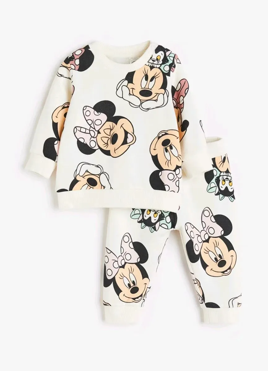 New Disney Autumn Clothing Cartoon Sweatshirt Trousers 2pcs Kids Casual Fashion Hoodies Boys And Girls Long Sleeve Tracksuits