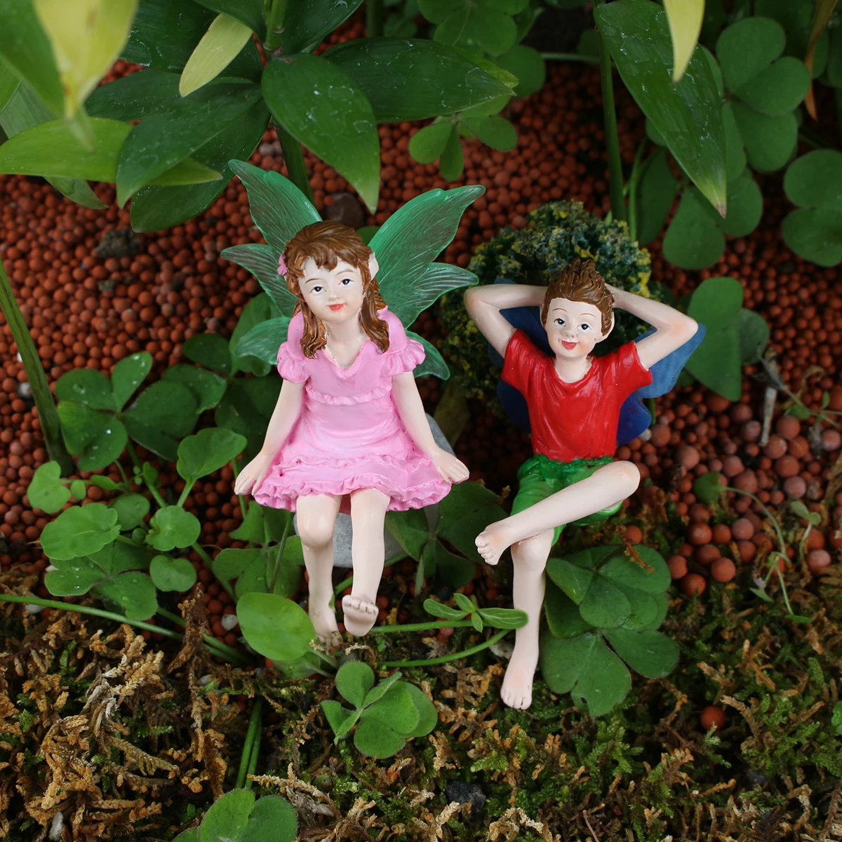 2pcs Couples Looking Up at the Starry Sky Flower Fairy, Valentine\'s Day Gift, Creative Outdoor Garden Bonsai Decoration Ornament