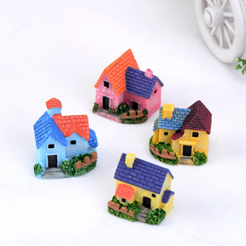 Cute Mini Brick Villa Resin Fairy House Miniature Landscape Craft Desktop Decoration Ornaments DIY Dollhouses Accessories