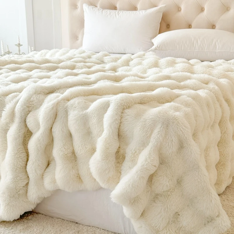 1 plush soft and fluffy artificial blanket, thick and warm blanket, comfortable and fluffy winter blanket
