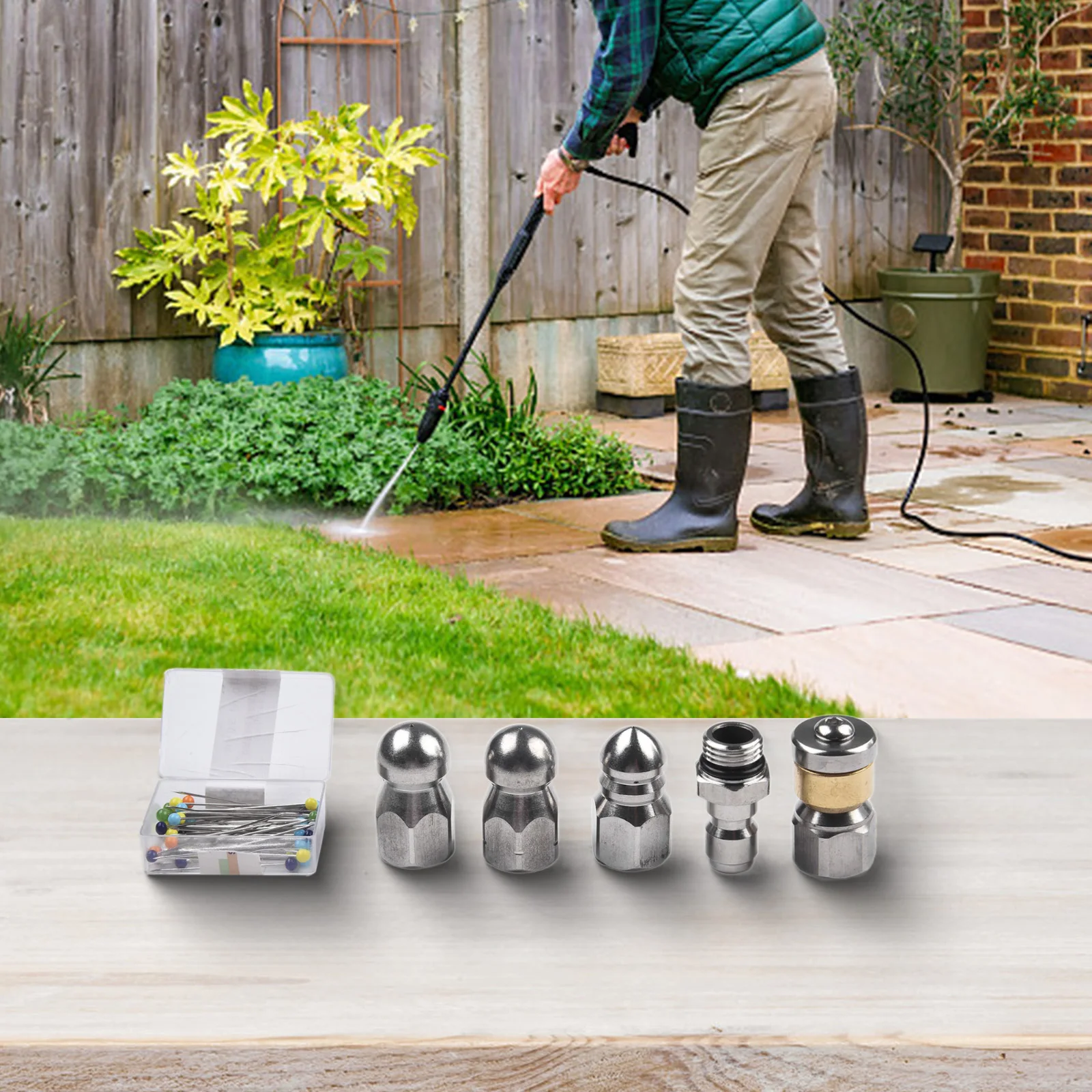 

Premium Sewer Jet Nozzle Kit Stainless Steel Construction Effective Blockage Clearing Fits Most Pressure Washers