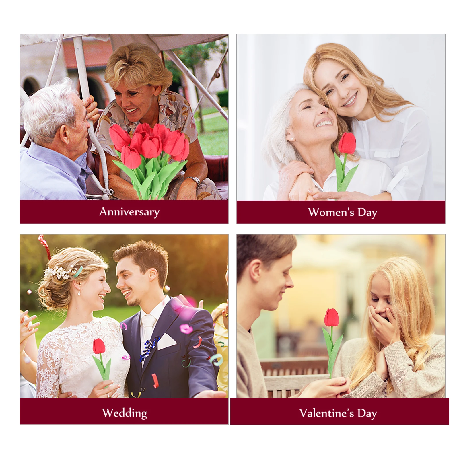 

10pcs Simulation Artificial Tulip Flowers Realistic Faux Flower Decor Wedding Party Home Garden Fake Bouquets Arrangement Fake
