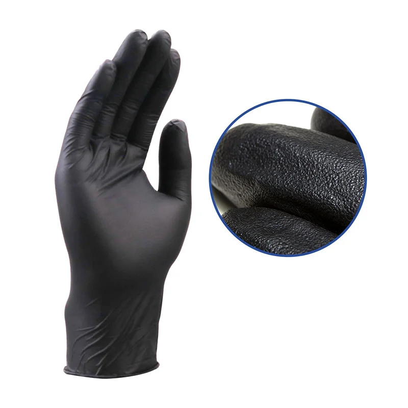 100Pack/150gPowder Free Black Nitrile Gloves Kitchen Household Clean Tool Garden/Barber/Makeup Disposable Waterproof Work Gloves