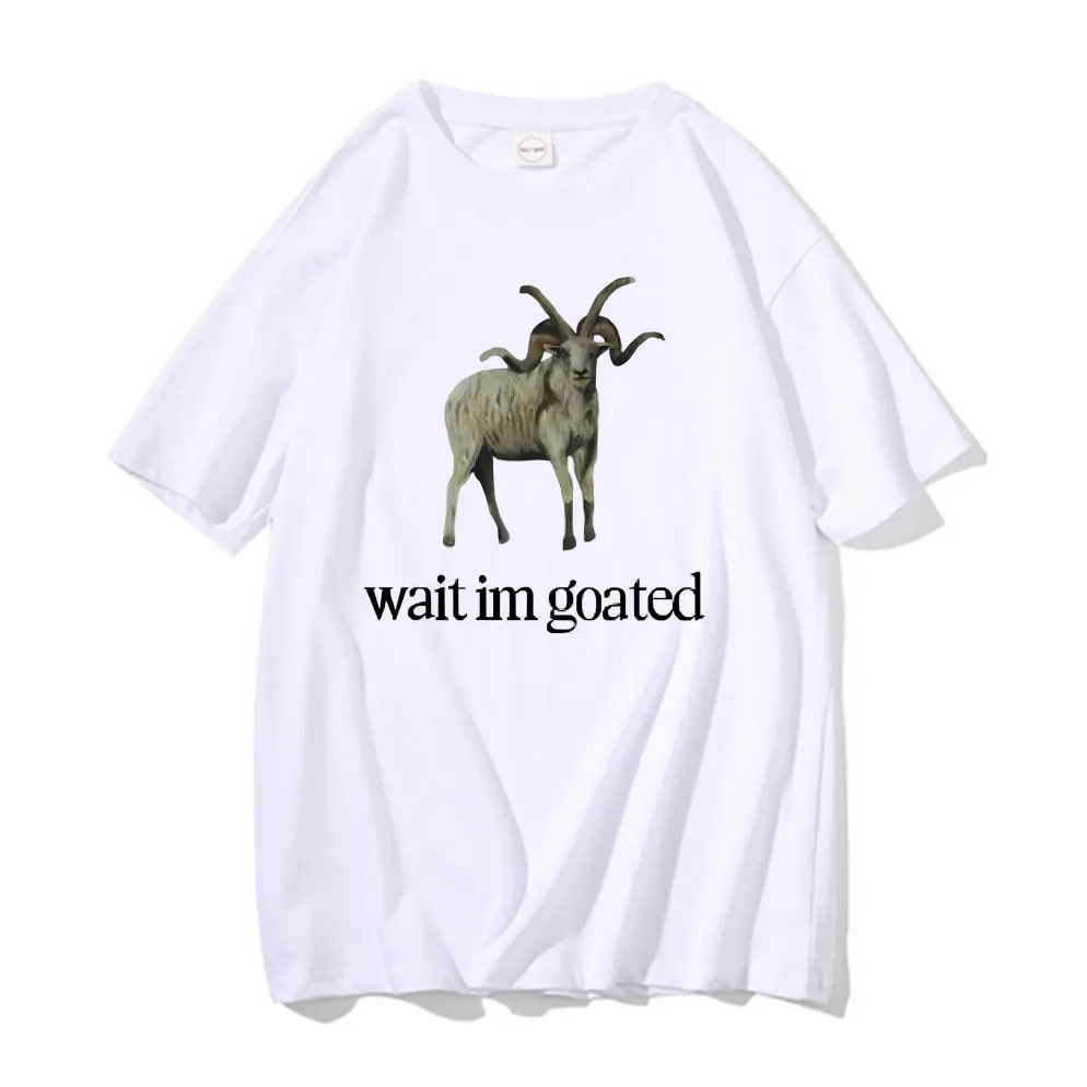 

Singer Alex G Wait Im Goated Graphic T-shirt Funny Goat Meme Print Tshirt Unisex Pure Cotton Tees Men Women Oversized T-shirts