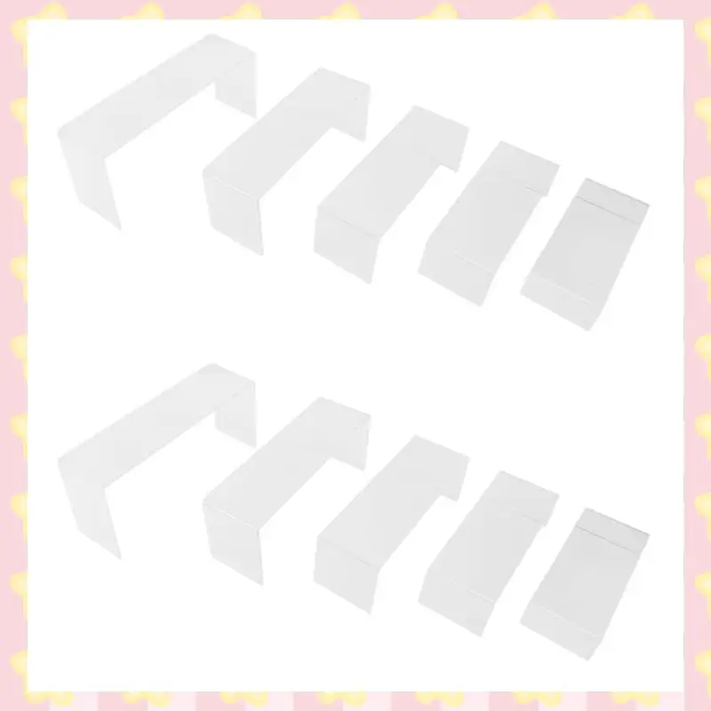 

AB51 10 Pack Clear Acrylic Display Risers, 5 Sizes Acrylic Jewelry Display Riser Shelf Showcase Fixtures For Cake, Display