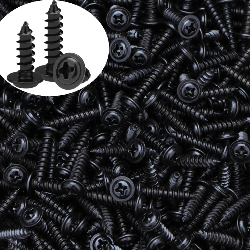 M1.2 M1.4 M1.7 M2 M2.3 M2.6 M3 M3.5 M4 Phillips Pan Round Head With Washer Screw Hardened Black Cross Self-Tapping Screws