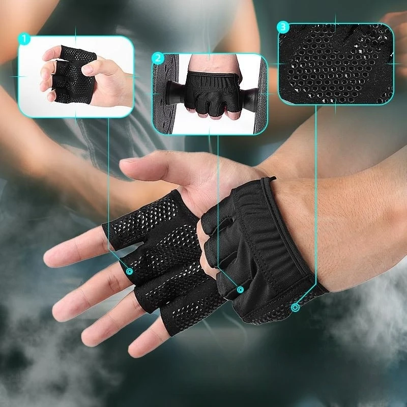 New 3 Color Gym Fitness Half Finger Gloves Men Women for Crossfit Workout Glove Power Weight Lifting Bodybuilding Hand Protector