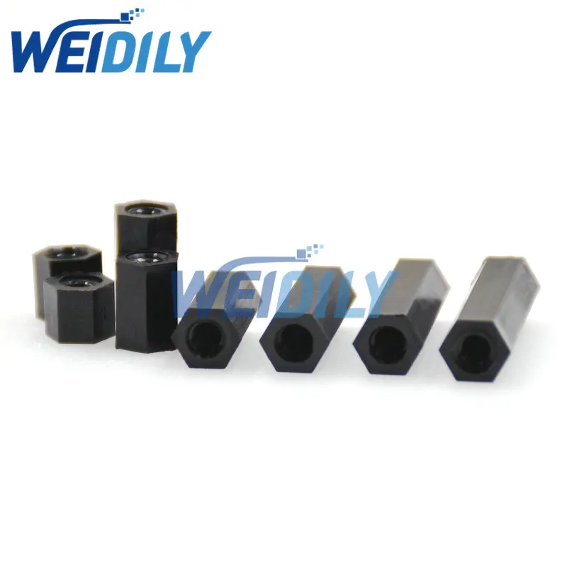 50PCS Black Plastic Nylon M3 Hex Column Standoff Spacer Screw Stand-off M3 Hex Screw Female M3*5/6/8/10/12/15/18/20mm