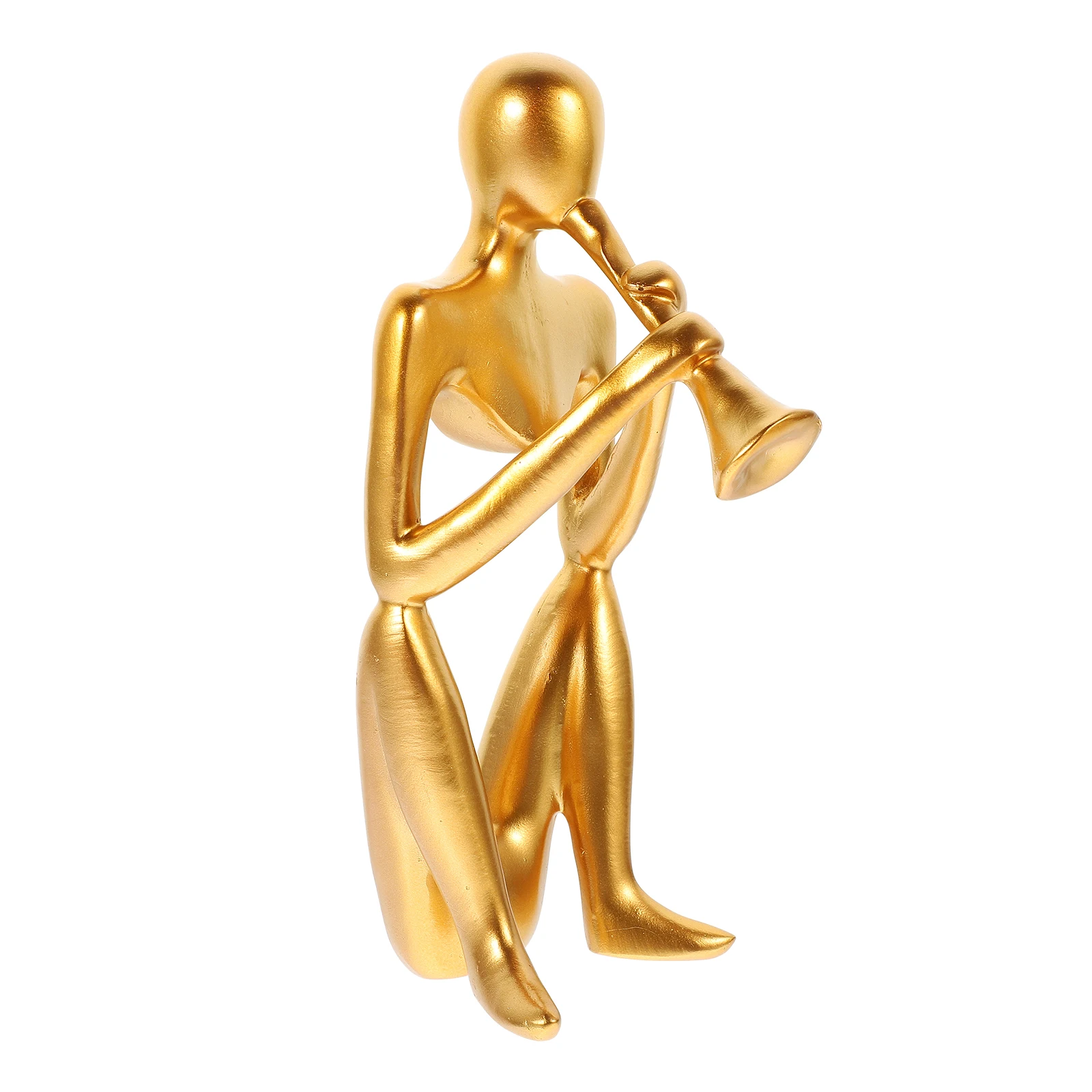

Gold Trumpet Abstract Resin Ornament Stylish Desktop Decor for Home Office and Cafe Abstract Sculpture Resin Ornament