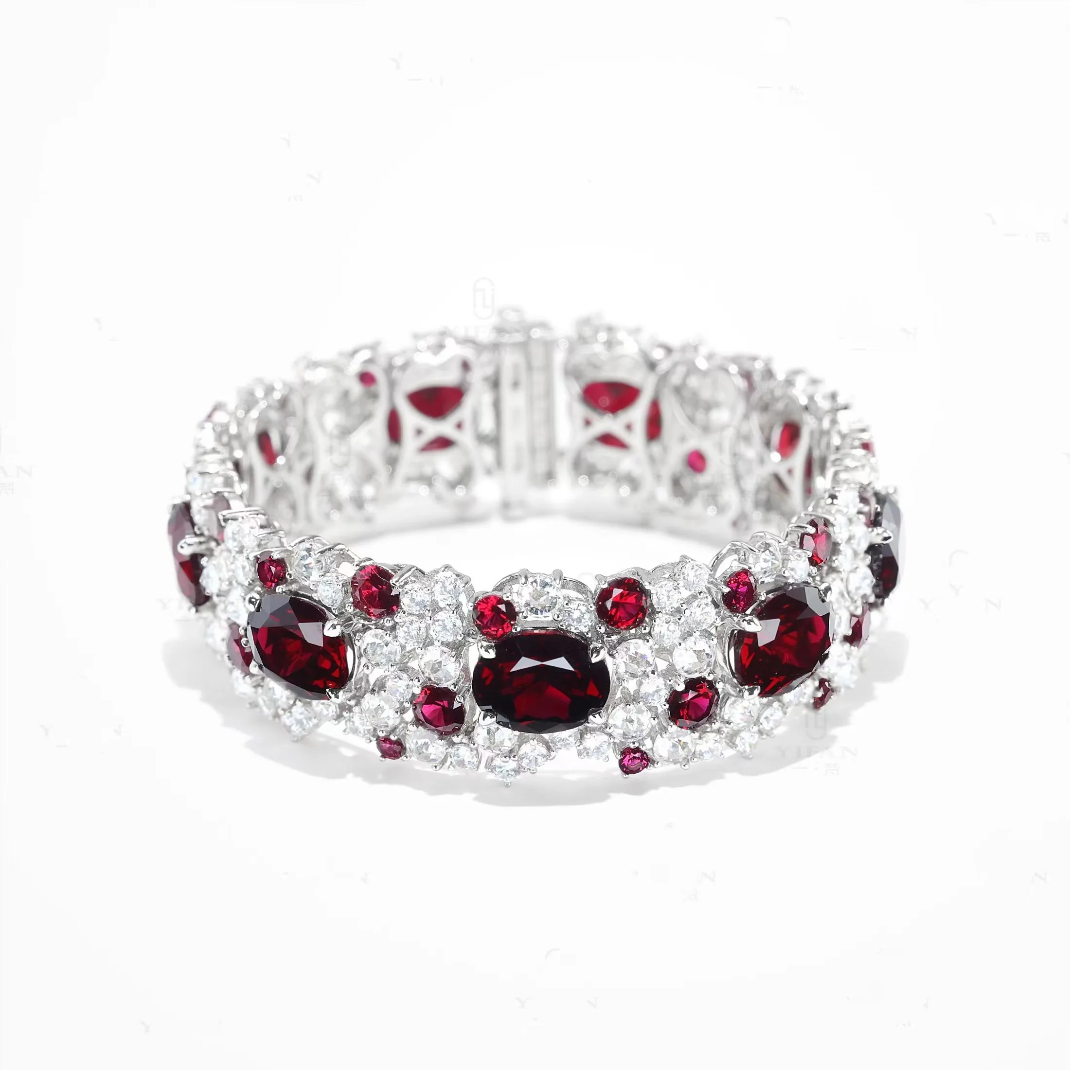 ZOCA Luxury 925 Sterling Silver Oval Ruby Garnet Simulated Diamond Bracelets For Women Fine Jewelry