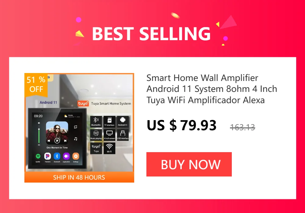 Smart Home Audio System Music Player 2 Channel 4inch Mini Touch Screen Wireless Bluetooth In Wall Amplifier with FM Radio,USB