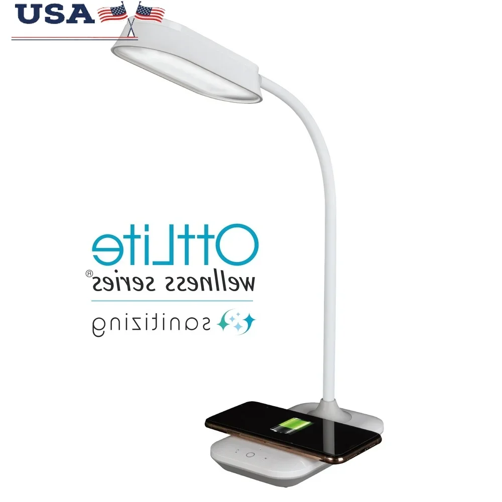 

LED Sanitizing Desk Lamp with Wireless Charging SpectraClean Disinfection ClearSun Technology Adjustable Brightness Modes Office