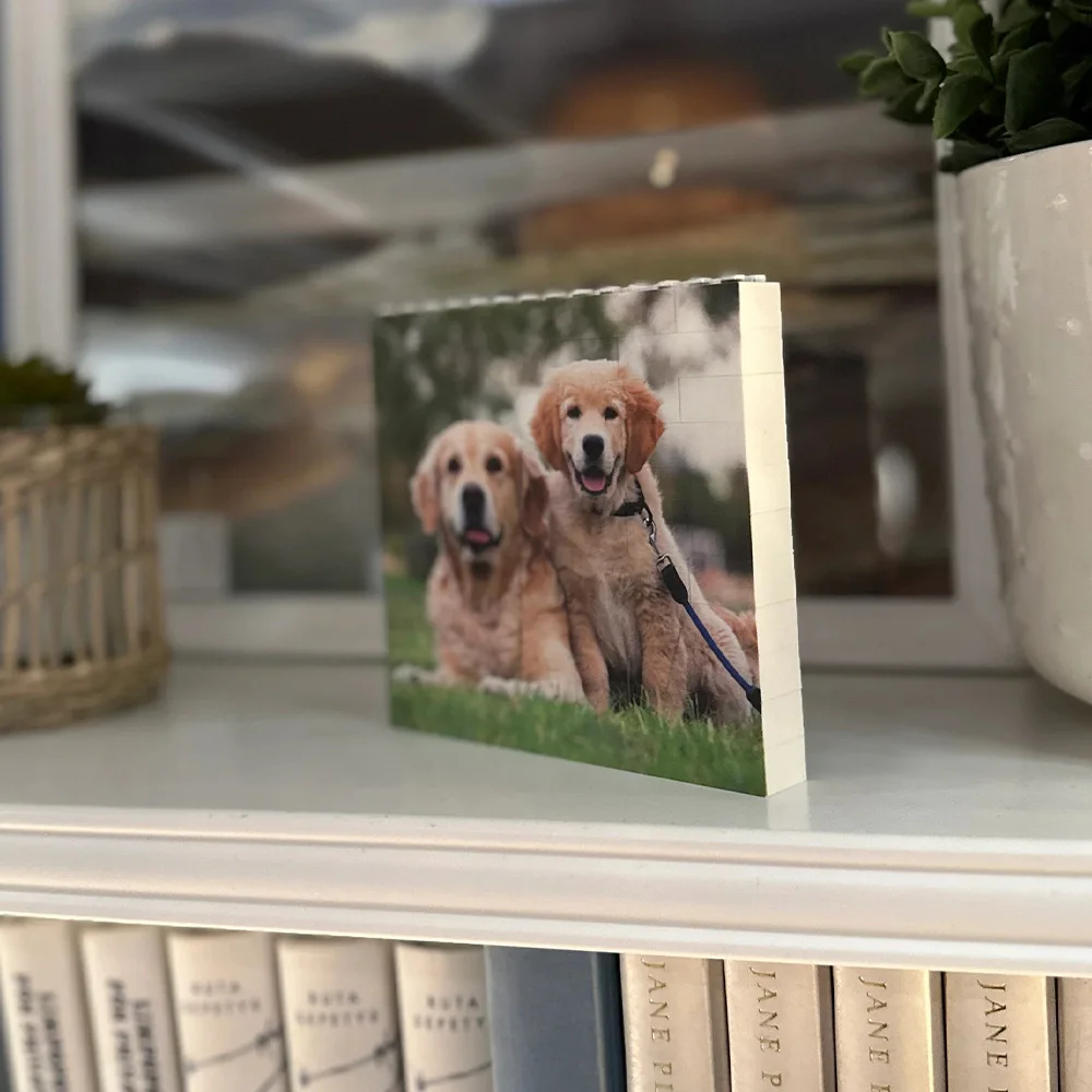 Customize a medium-sized square photo building block. It is a souvenir made of building blocks, white in color, a puzzle, a gift