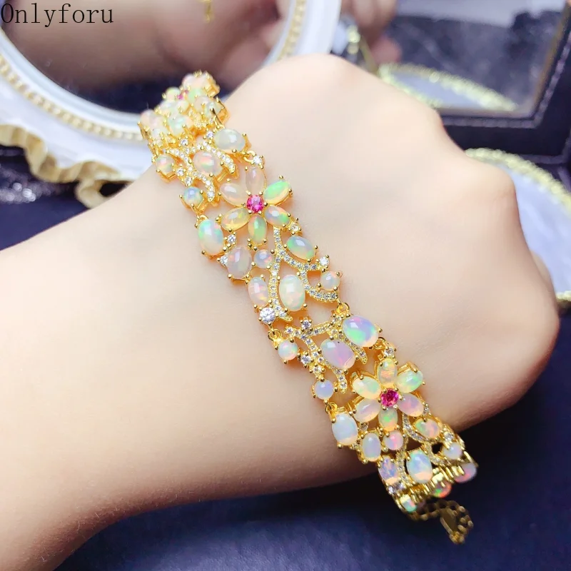 Natural Opal bracelet Classic Fashion Jewelry S925 Silver Plated 18K Gold Opal bracelet Gemstone Engagement Fall New Product