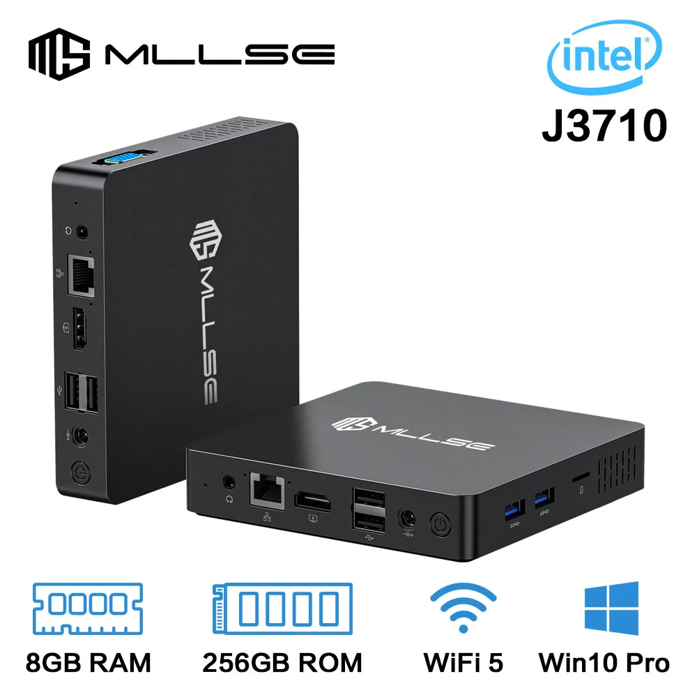 Mllse M2 Pro Mini Pc Krachtige 8Gb Ram, 256Gb Ssd, Intel J3710, Windows 10 - Compact En Ideaal Voor Thuis, Zakelijk En Gaming