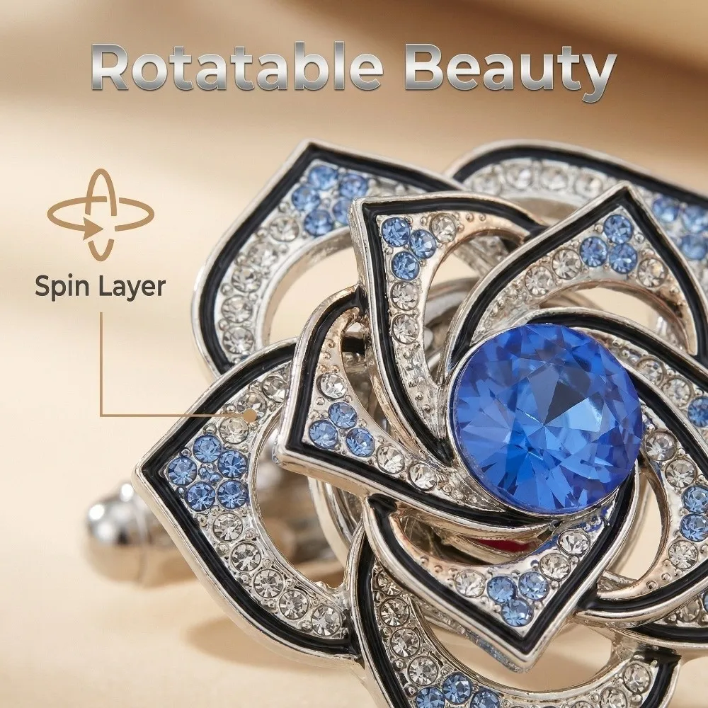 Gifts Double-layer Rose Rhinestone Button Cover Sewing-free Cufflinks Sewing Accessories Rotating Button DIY Cufflinks