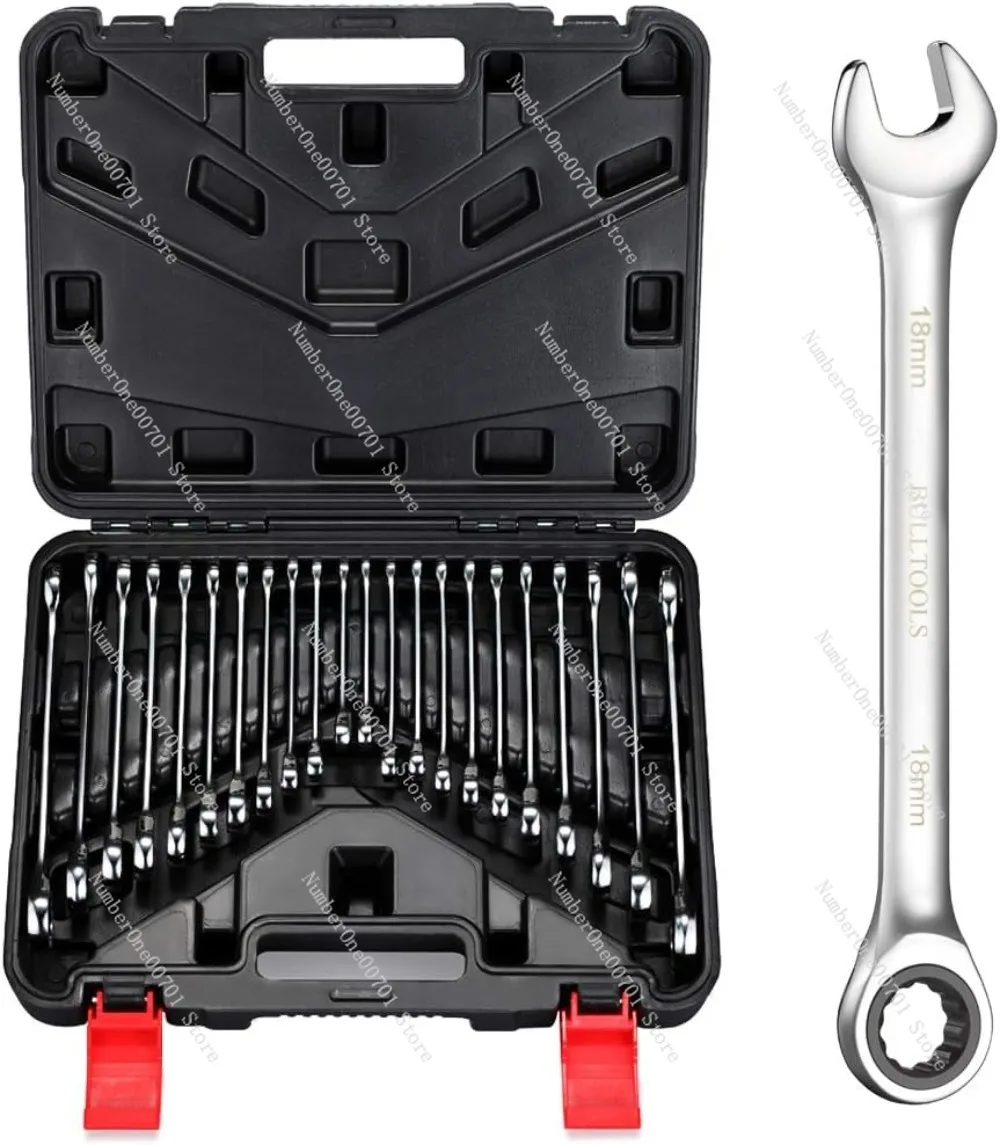 

22-Piece Ratchet Wrenches Chrome Vanadium Steel Ratcheting Wrench Set with Metric and Open End Standard Wrench Set