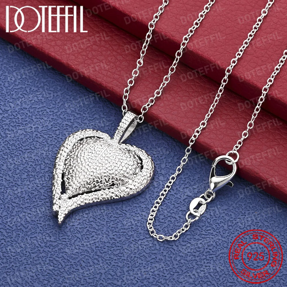 

925 Sterling Silver Heart Pendant Necklace For Woman Wedding Engagement Party Charm Jewelry