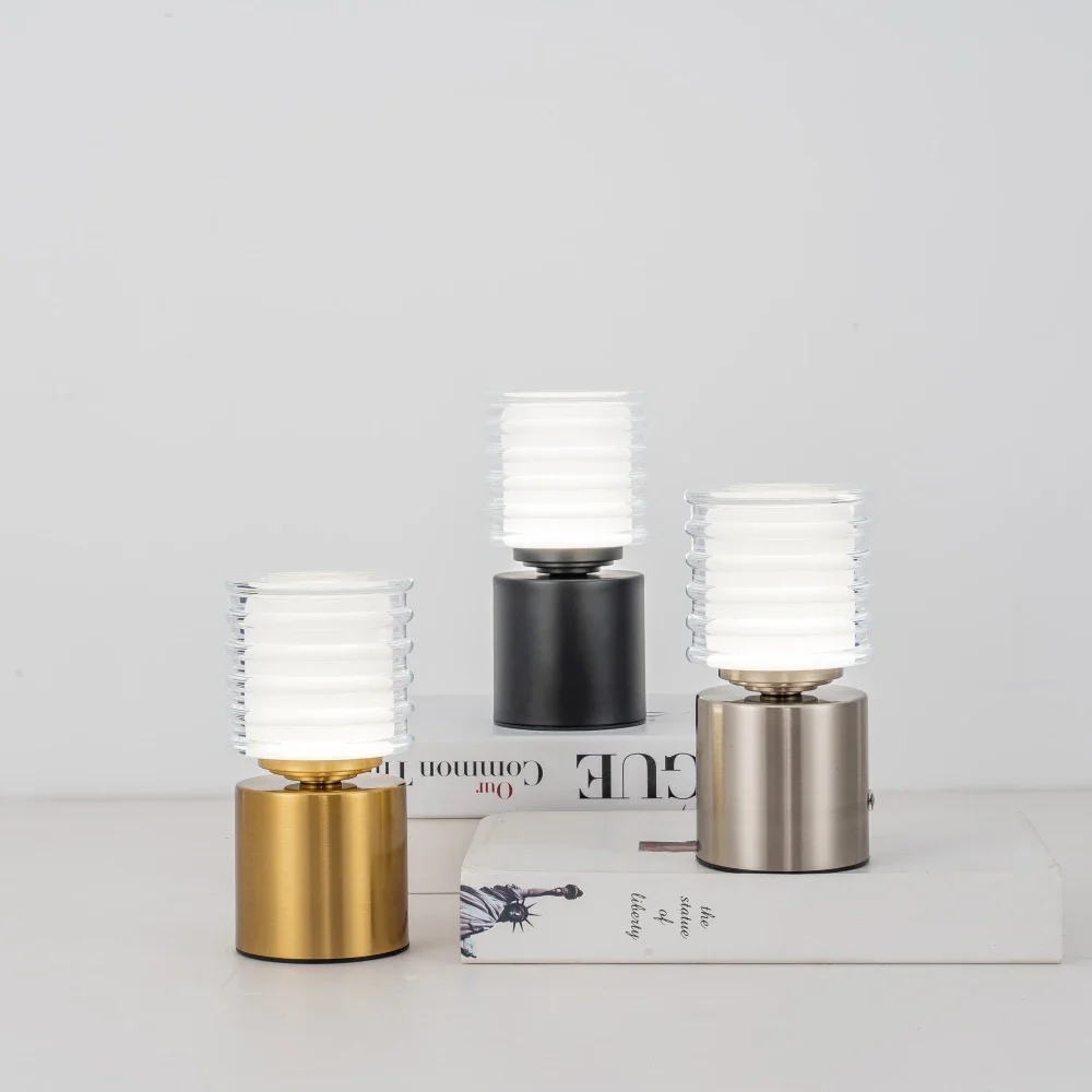 مصباح طاولة LED معدني، محمول قابل لإعادة الشحن عبر USB مع تعتيم باللمس، ضوء ليلي حديث لجانب السرير وغرفة المعيشة #2