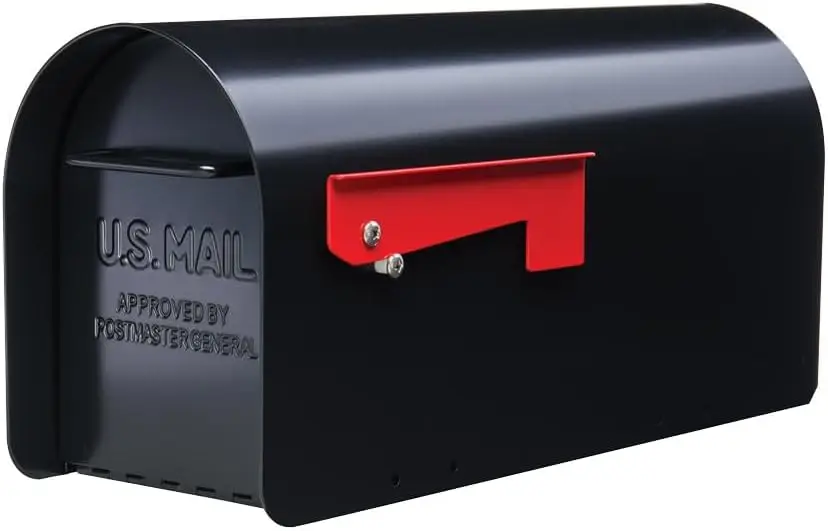 

Large Capacity Galvanized Steel Black Post-Mount Mailbox, Metal Architectural Design for Durability