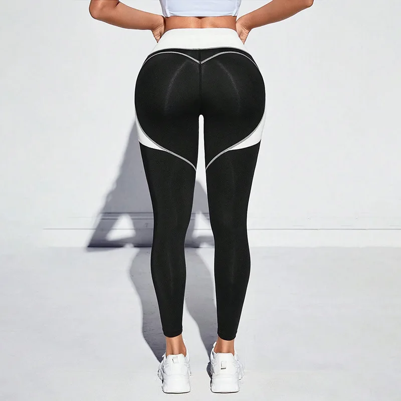 Colour Blocking High Waist Yoga Women\'s Leggings Tummy Tightening Sexy Hip Lifting Running Pants