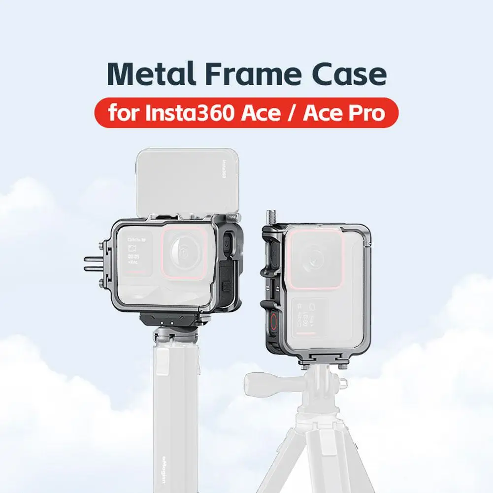 

For Insta360 Ace/ Ace Pro Metal Protective Cage Frame Shooting With Adapter Protective Mount Vertical Accessories Cover Len J0e9