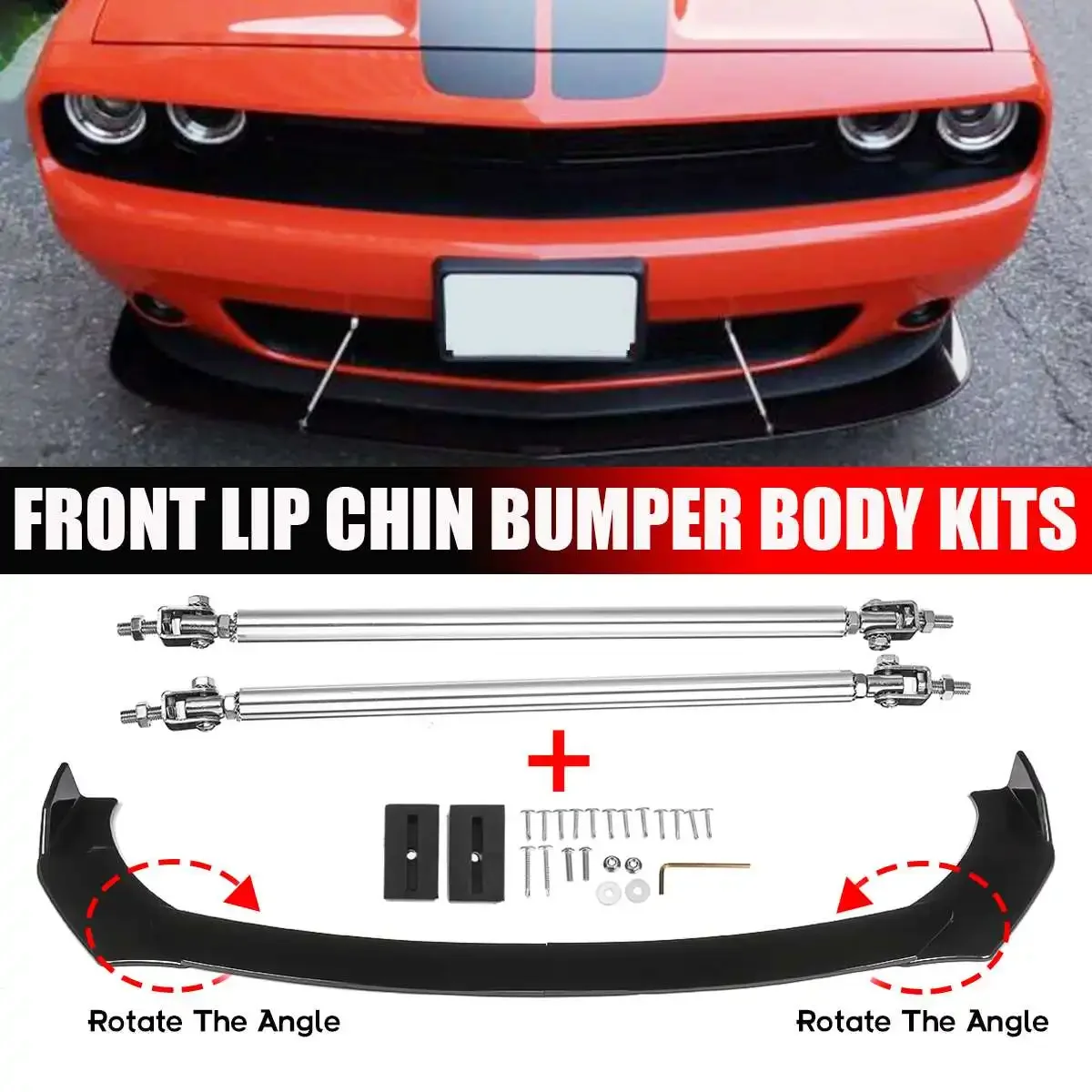 4PCS Universal Car Front Bumper Lip Body Kit Spoiler Splitter ABS Bumper Canard Lip Splitter For Ford For Mustang For GT