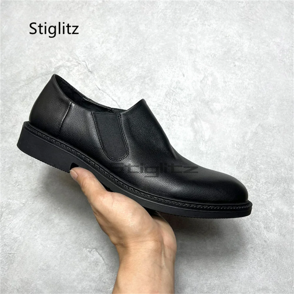

Black Soft Leather Breathable Loafers Men's Shoes Casual Slip On Flat Dress Shoes Wear-Resistant Handmade Work Business Shoes