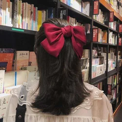 1pc Simple Satin Bow Hair Accessories Classic Section Hair Clips Black Wine Red Atmospheric Fashion High Feeling