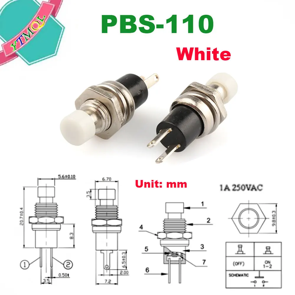 1Pcs NC/NO normally open normally closed Momentary Self-resetting Push Button Switch without lock Reset Switch