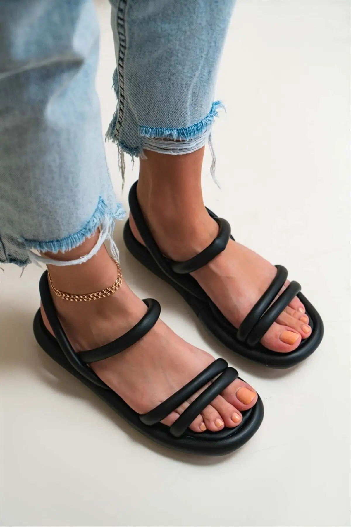 Orthopedic Black Women Sandals Casual Women Sandals Puff Sandals Anatomical Women's Sandals Lightweight Summer Luxury