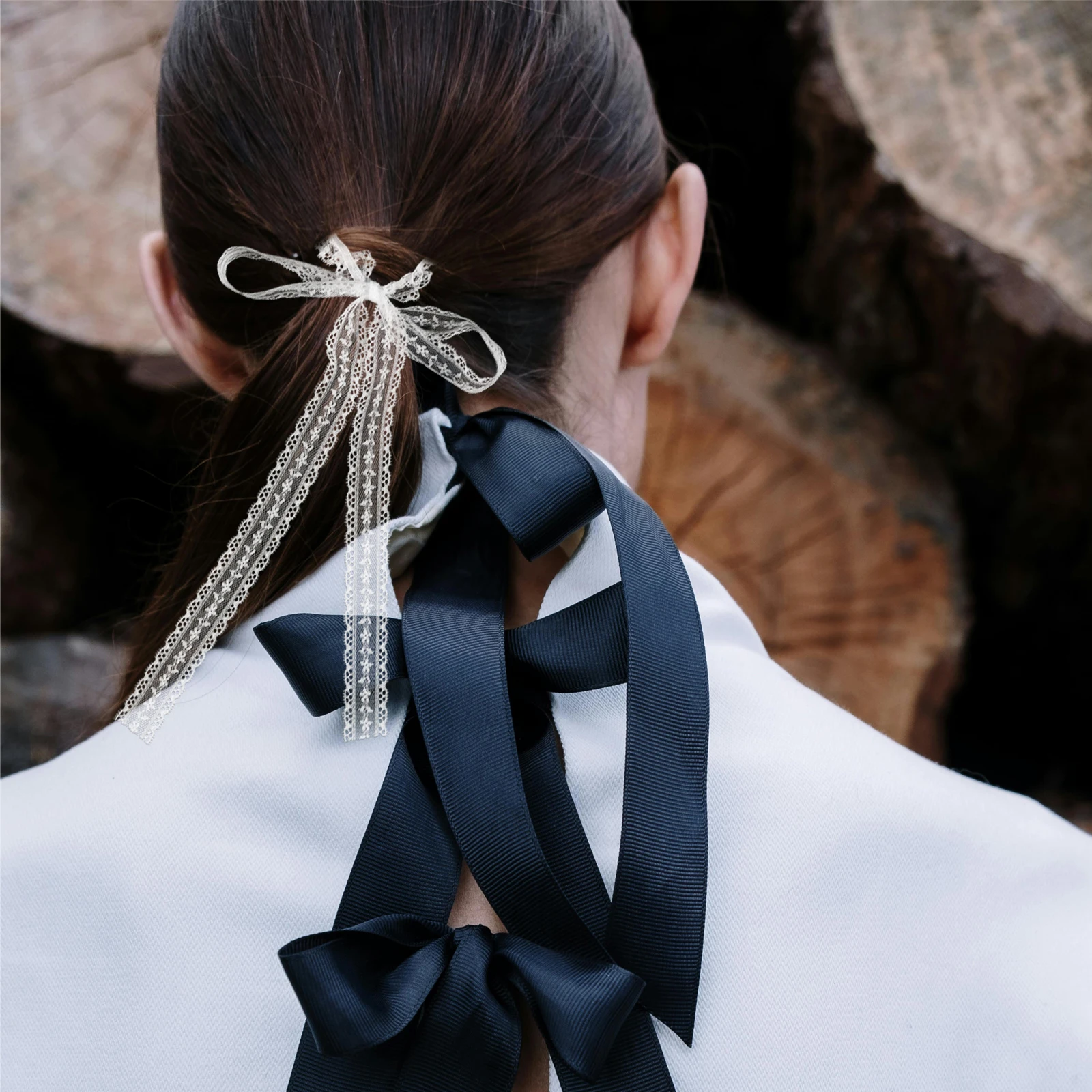 

2pcs Lace Scrunchies Ties For Women Elegant Elastic Rope Comfortable Braids Accessories Party Favors Bow Ponytail Holders Hair