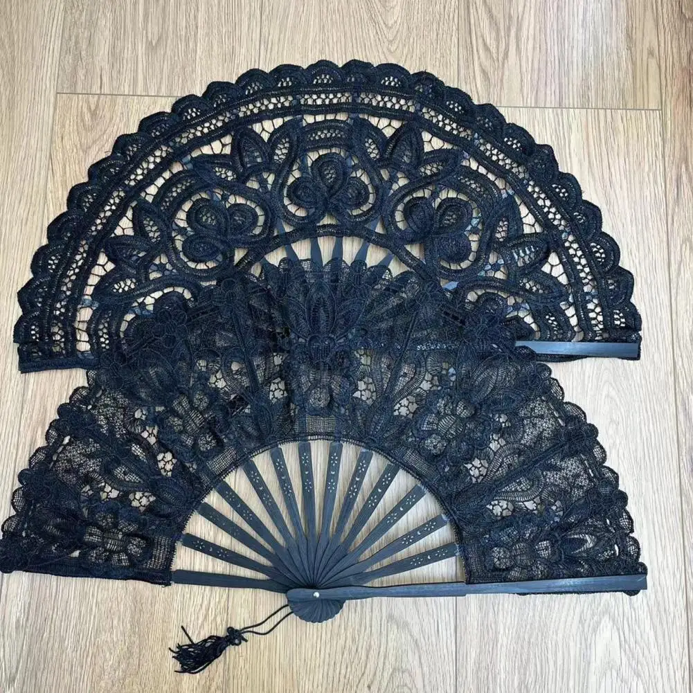 Hand Held Fan Elegant Vintage Lace Folding Fan for Summer Parties Dance Performances Hand Held Flower Lace Fan Decoration