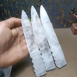 Natural raw stone hand carved energy White crystal knife Quartz crystal carved polished Reiki living room