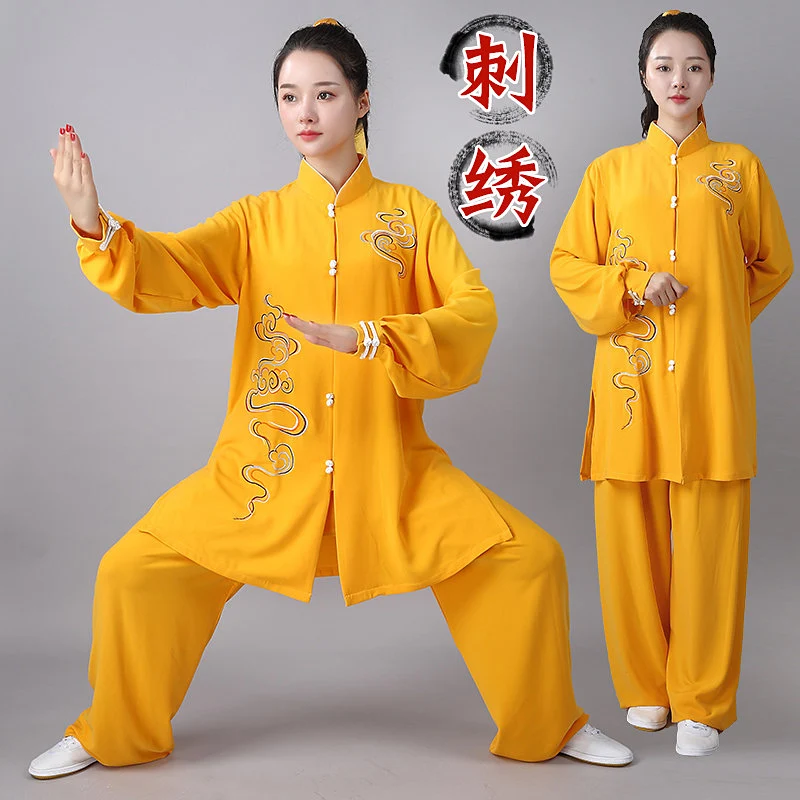 Custom Women's Mid-Long Stretch Cotton Tai Chi Suit - Flowy Premium Martial Arts Performance Morning Practice Uniform