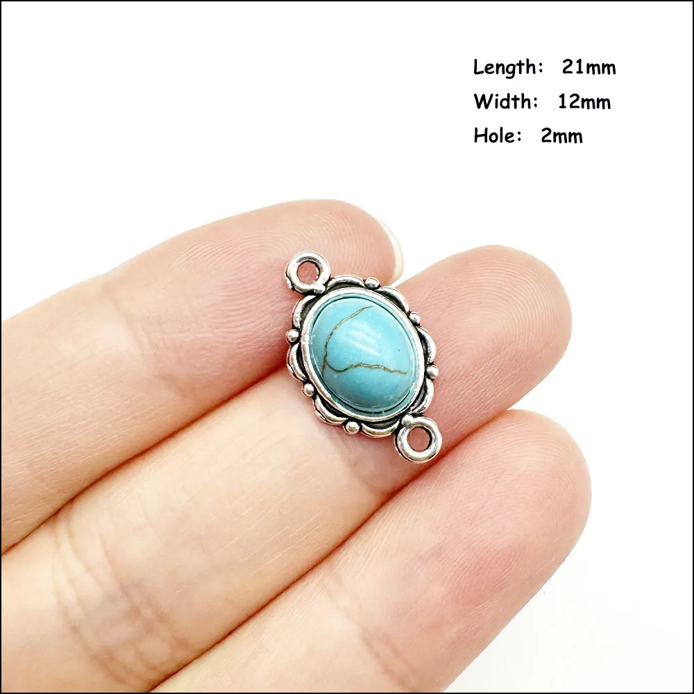 Palm Kruis Hart Hangers Antiek Zilver Kleur Turquoise Bedels Voor Armbanden Bedels Maken Sieraden