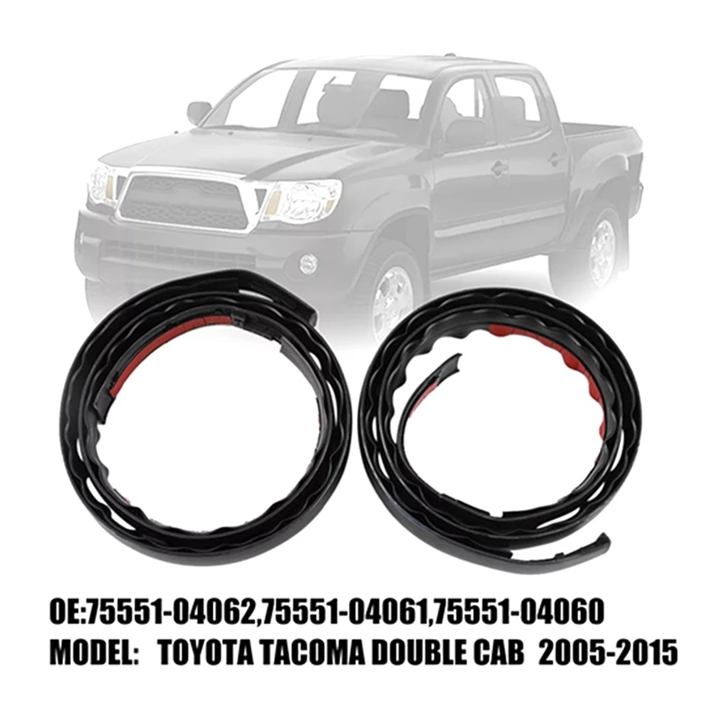 2 Piece Roof Drip Molding Black Automotive Supplies For Toyota Tacoma Double Cab 2005-2015 Rh&Lh 75551-04063, 75552-04061