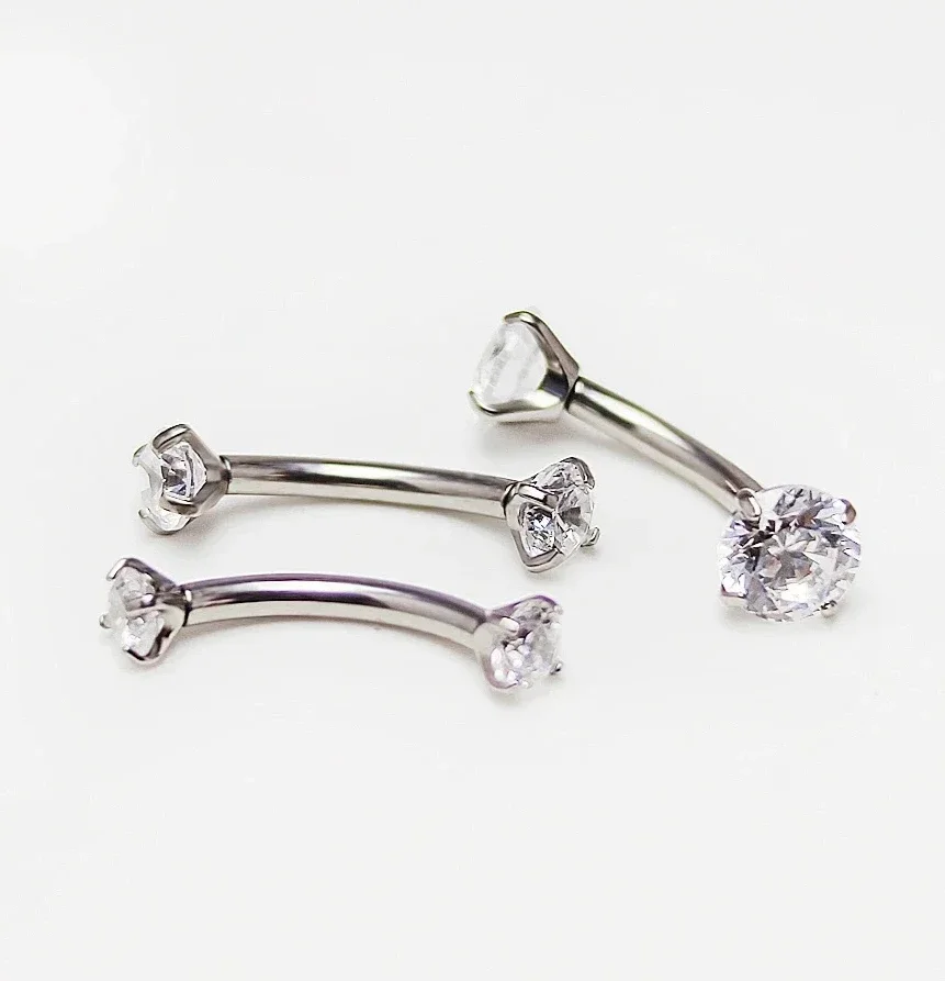 F136 Titanium Eyebrow Piercing with Cubic Zirconia