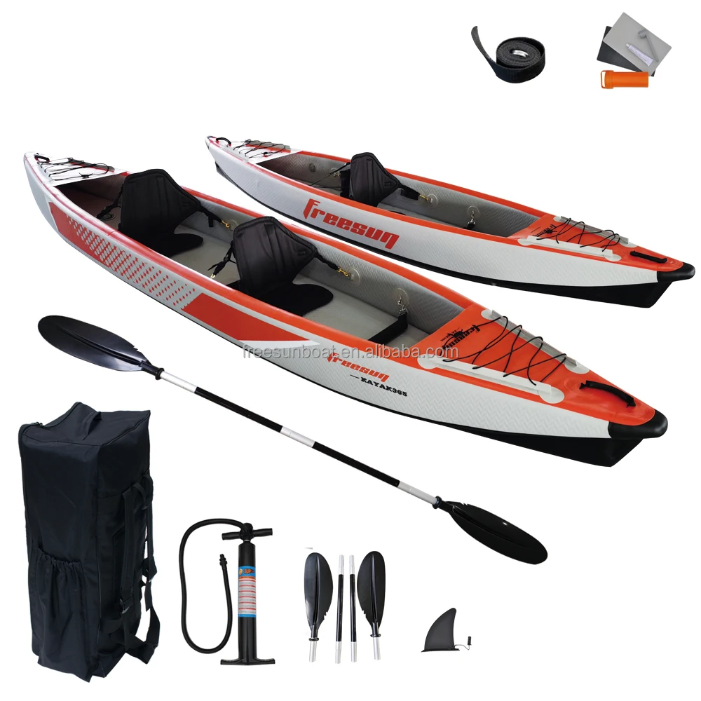 14ft K410 For 2 people fishing Kayak with Two Seats and Paddles Drop stitch kayak PVC Inflatable Kayak