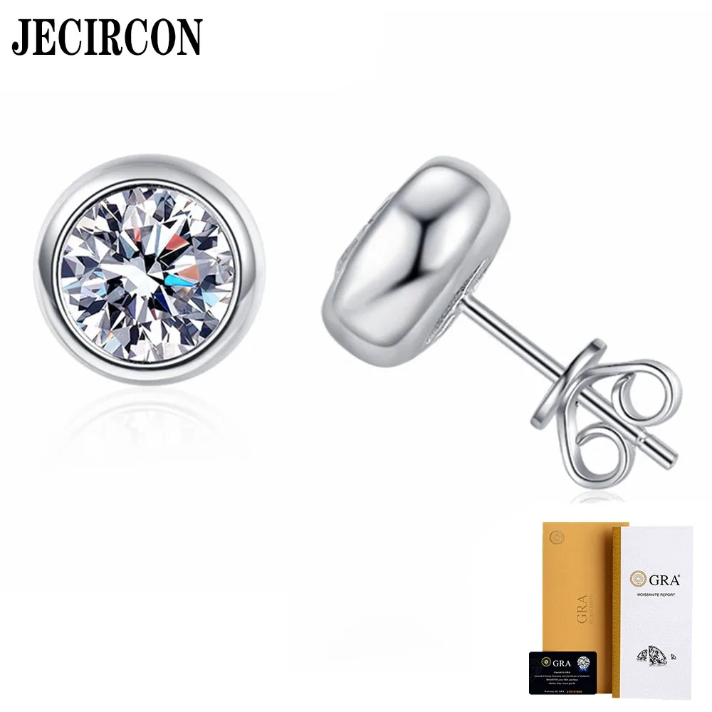 

JECIRCON 100% 925 Sterling Silver Moissanite Stud Earrings for Men/Women 1/2 Carat D Color Temperament Simple Bubble Ear Jewelry