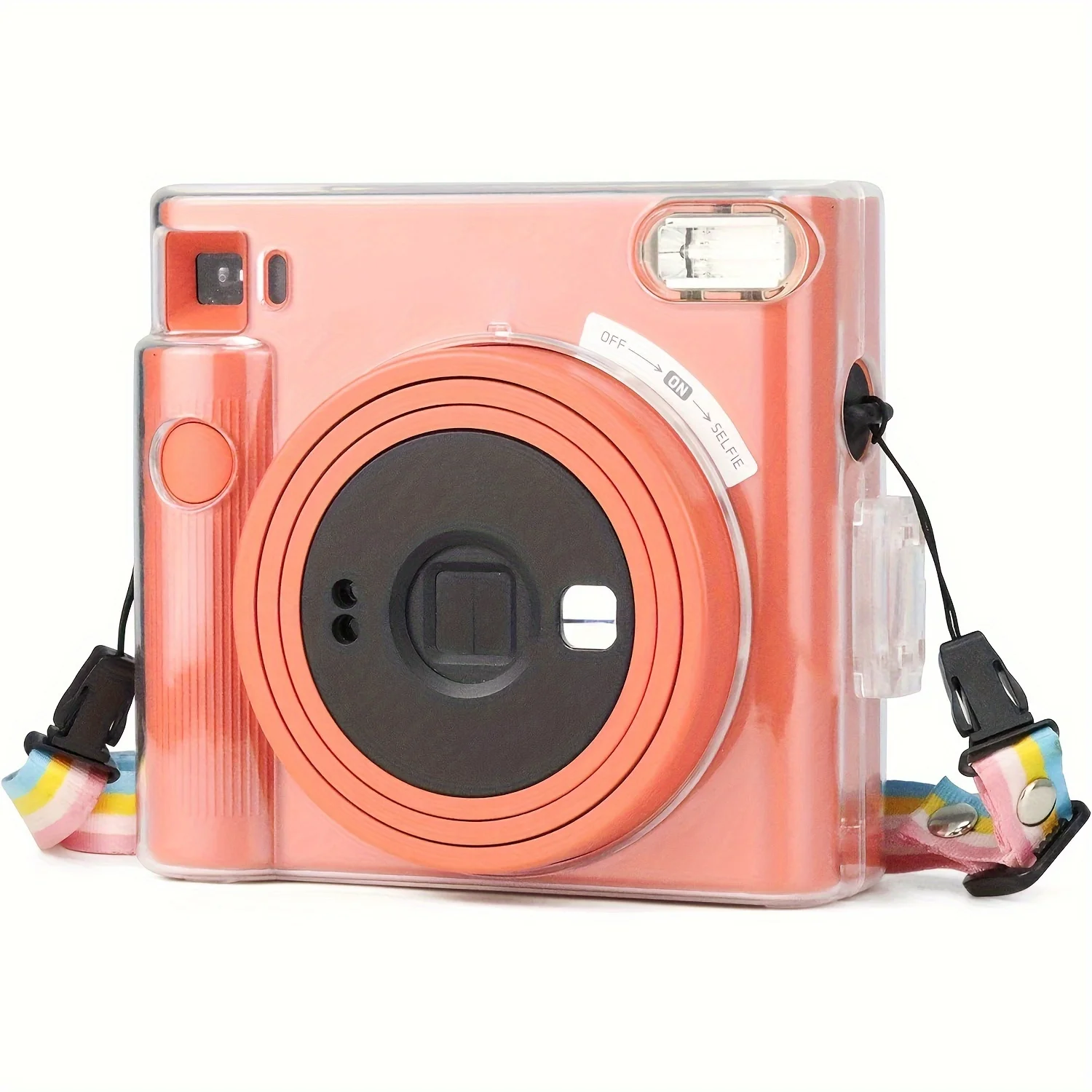 1pc Camera Case for Fujifilm Instax Square SQ1 Instant Camera Case, Clear Crystal Hard Shell with Adjustable Shoulder Strap