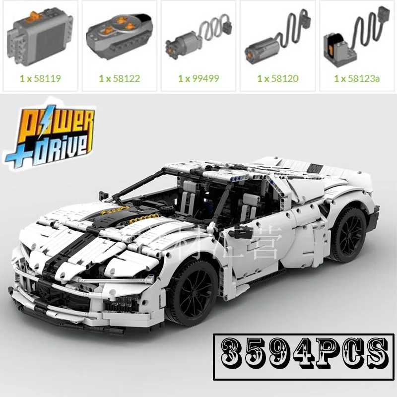 NEW 1:8 Scale GT z88 Moc-47799 Technologys Building Block Remote Control Power Sports Car Assembly Toys Model Boy Birthday Gifts