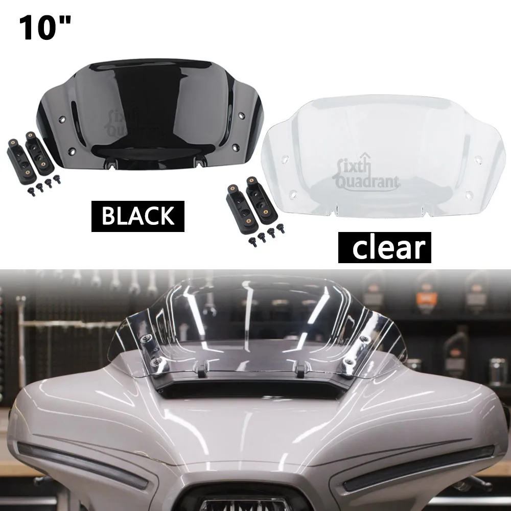 

Ветровое стекло для мотоцикла, 10 дюймов, передний обтекатель, прозрачный пластик ABS, аксессуары для моделей Harley CVO Street Glide FLHXSE 2023-2024 годов выпуска и новее.