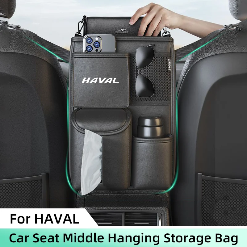 Car Seat Middle Storage Bag For Haval Jolion H1 H2 H6 H9 H7 F7X H2S M6 Armrest Hanging Organizer Handbag Holder Tissue Storage