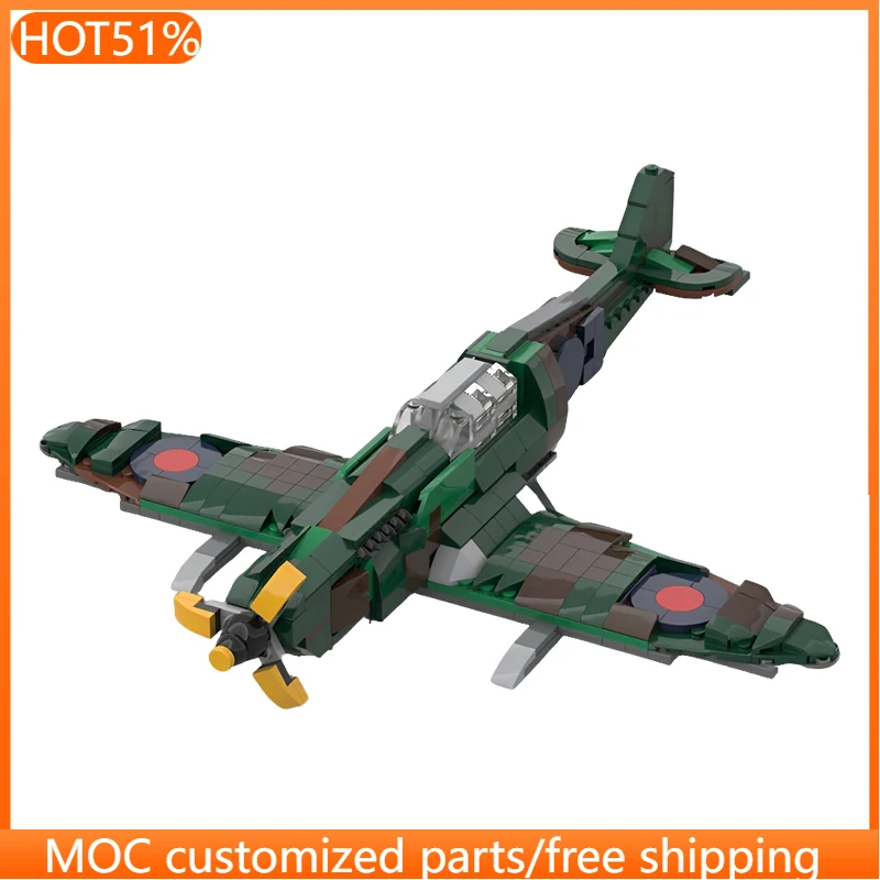 

481 деталь, конструктор MOC «Истребитель Спитфайр», модульный, креативный дизайн, развивающая игрушка для мальчиков, подарок для самостоятельной сборки