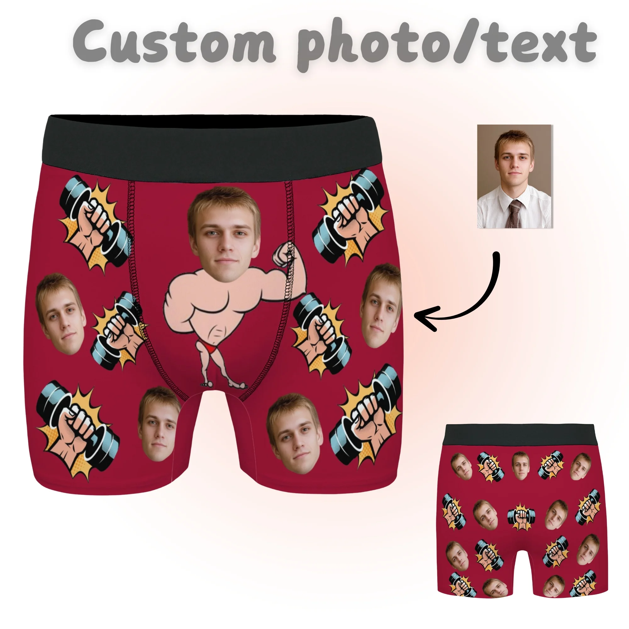 

Custom Men's Boxer Briefs -DIY Photo Face Underwear Novelty Fun Gift for Boyfriend/Husband/Father Festival & Anniversary Special